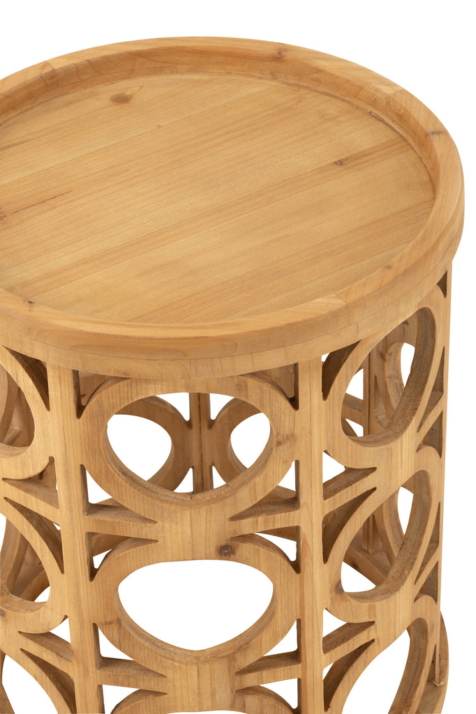 Side Table Carving Fir Wood/Mdf Natural