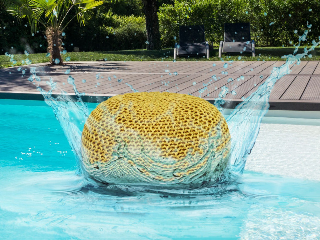 Sitzpouf Pouf Gebreide kruk Gebreide poef Ø 55cm PREMIUM Binnen Terras Zwembad Tuin Duurzaam