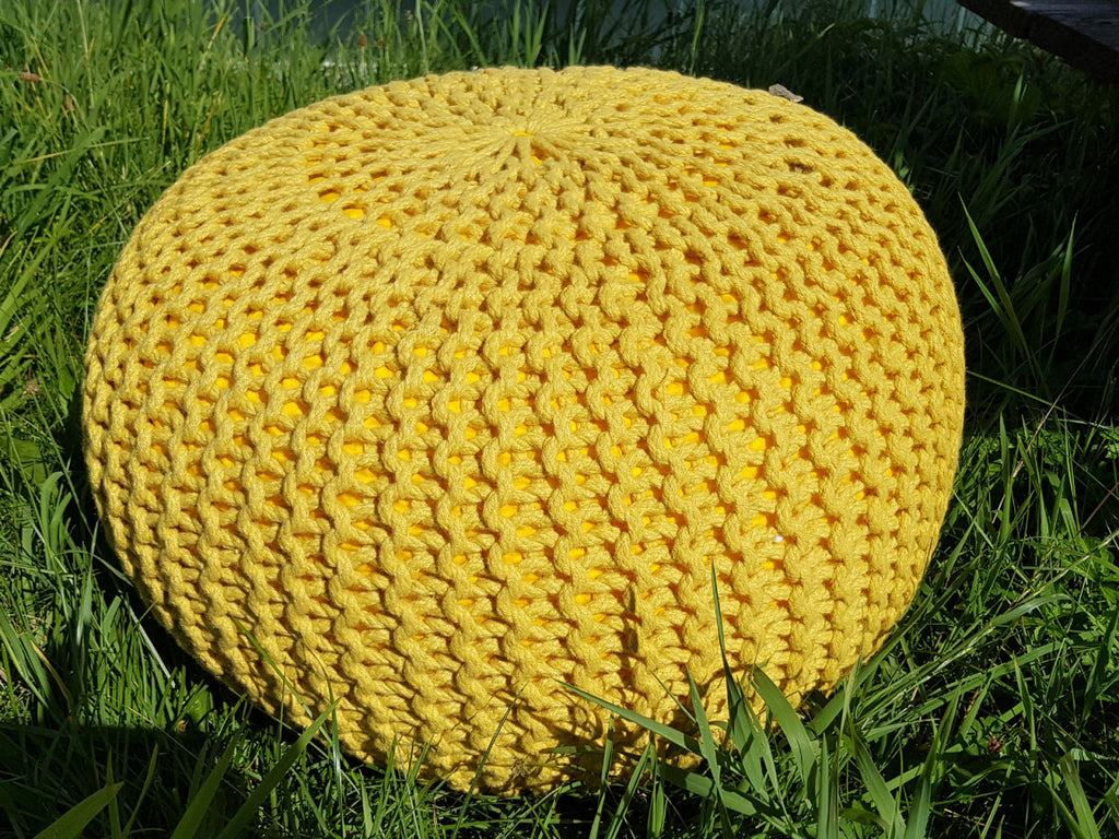 Sitzpouf Pouf Gebreide kruk Gebreide poef Ø 55cm PREMIUM Binnen Terras Zwembad Tuin Duurzaam