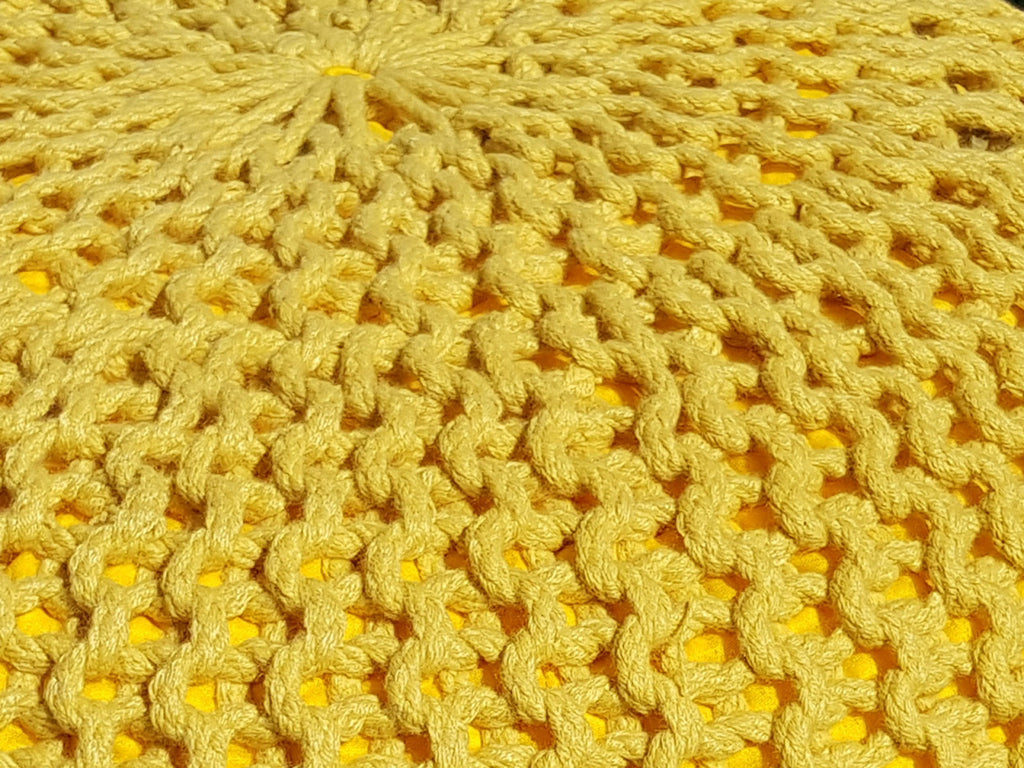 Sitzpouf Pouf Gebreide kruk Gebreide poef Ø 55cm PREMIUM Binnen Terras Zwembad Tuin Duurzaam