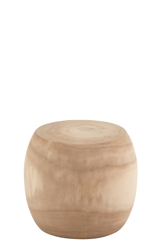 Kruk/Bloempot Ronde Paulownia Hout Wit Gewassen