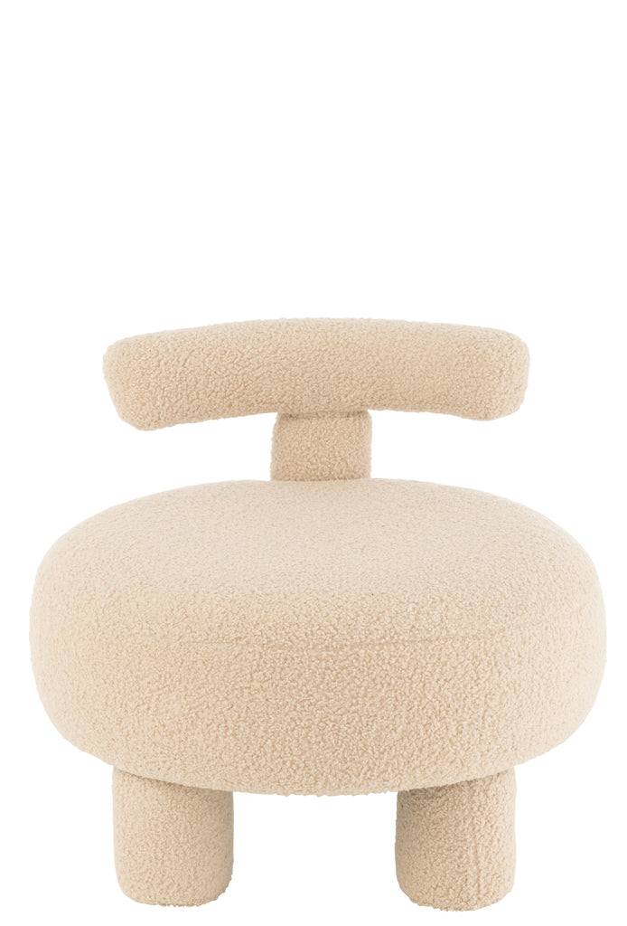 Kruk rond met stoelleuning Boucl - Warm Beige
