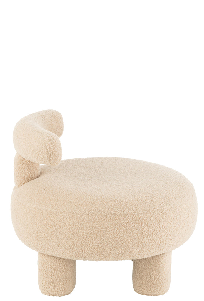Kruk rond met stoelleuning Boucl - Warm Beige