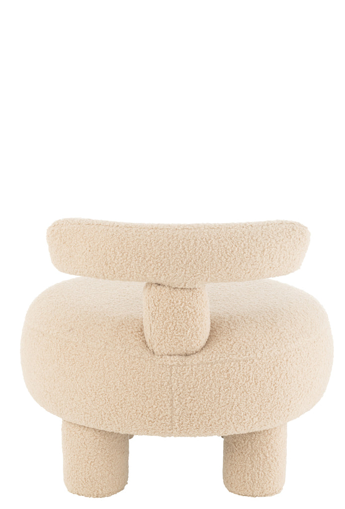 Kruk rond met stoelleuning Boucl - Warm Beige