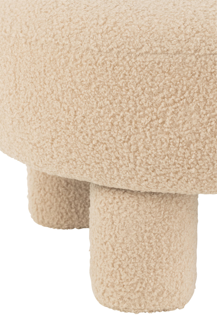 Kruk rond met stoelleuning Boucl - Warm Beige
