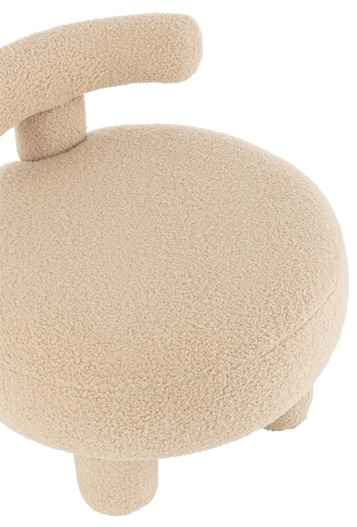 Kruk rond met stoelleuning Boucl - Warm Beige