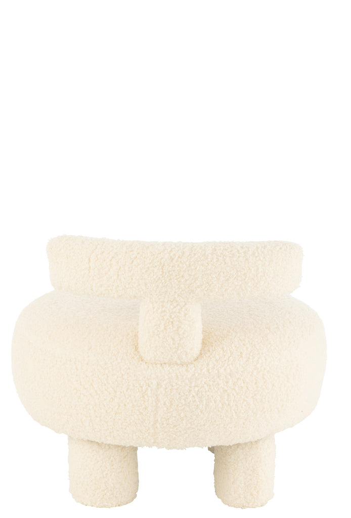 Kruk rond met stoelleuning Boucl - wit