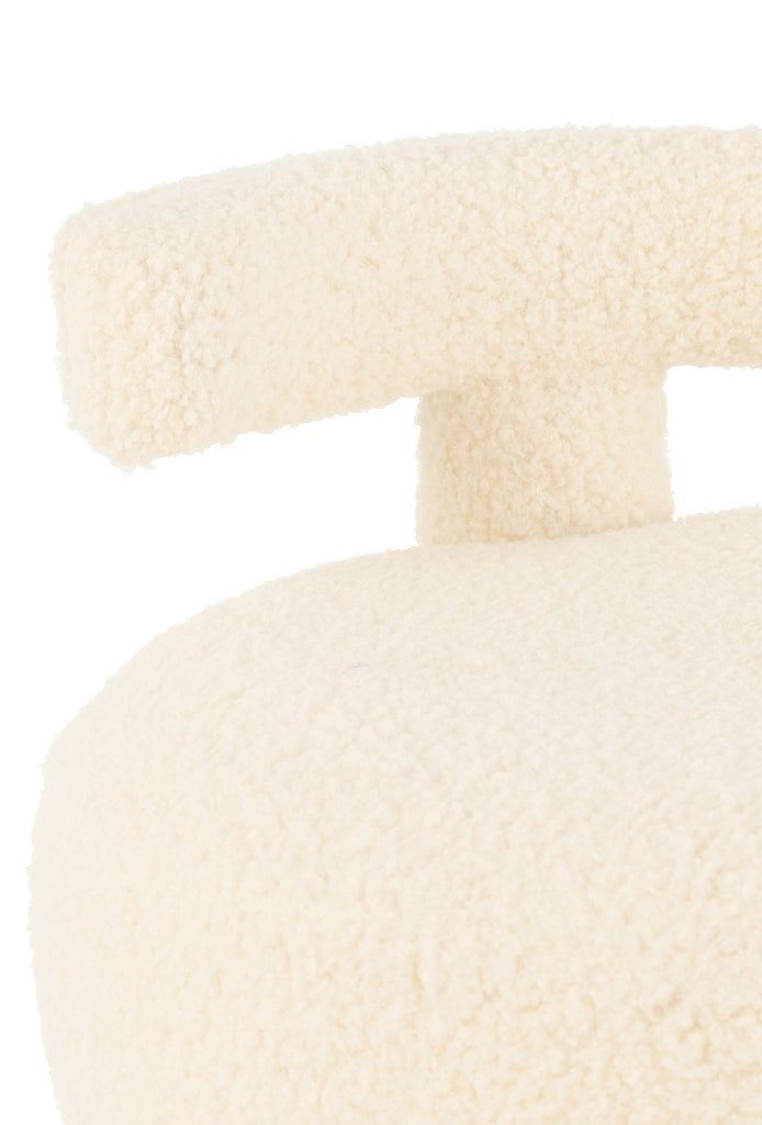 Kruk rond met stoelleuning Boucl - wit