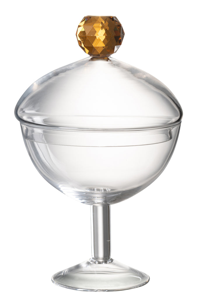 Opslagpot Diamant Kristalglas Transparant/Licht Oranje Groot