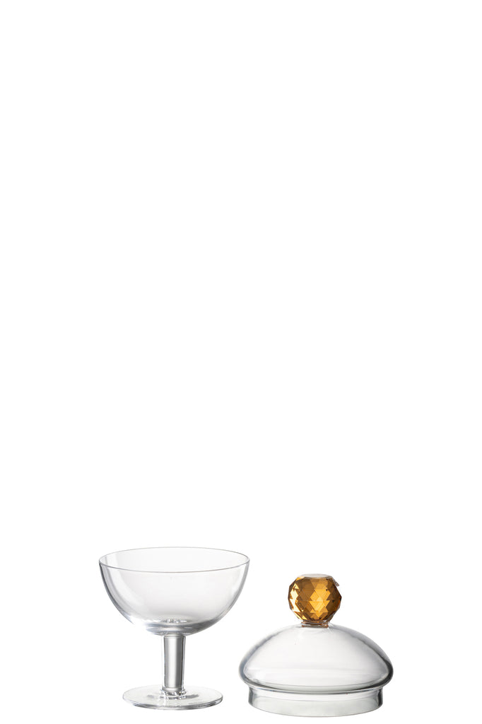 Opslagpot Diamant Kristalglas Transparant/Licht Oranje Klein