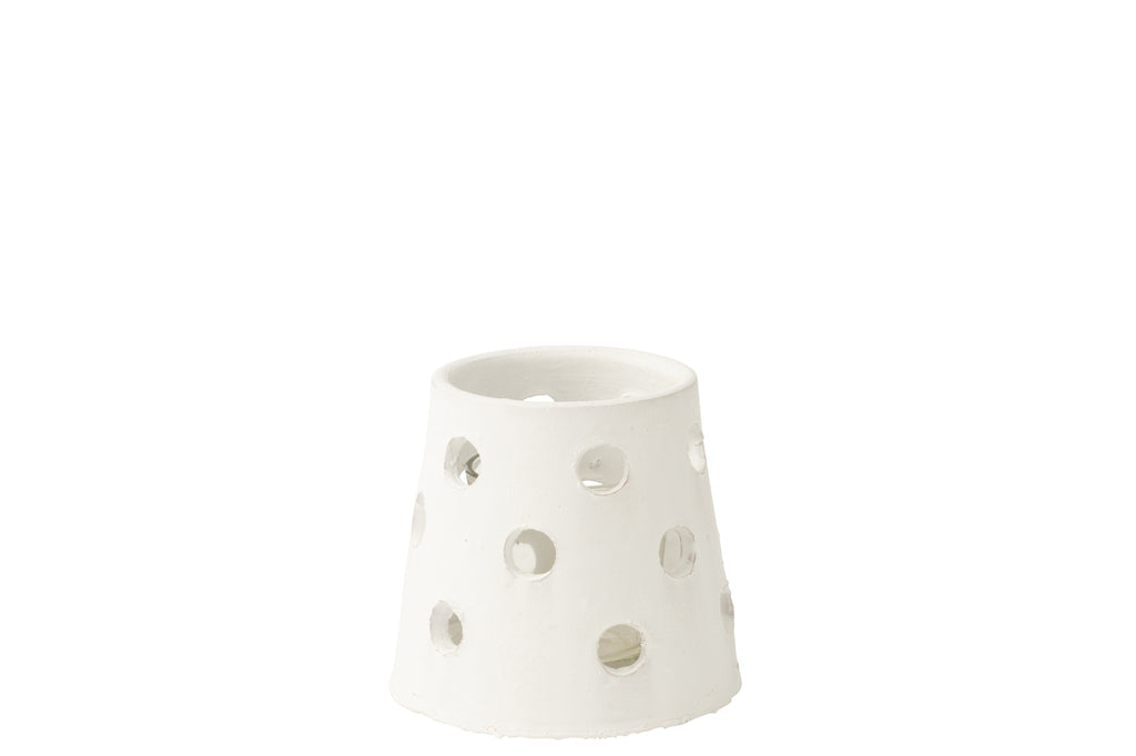 T-Light Holder Ibiza Narrow Clay/Glass White