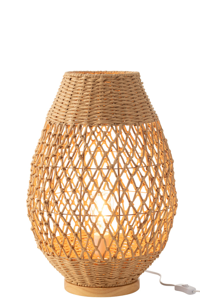 Tafellamp Gevlochten Metaal Donker Natuurlijk Groot