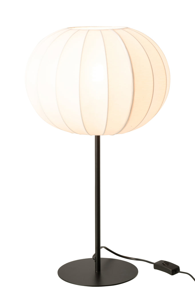 Table Lamp Lantern Metal/Textile White Large