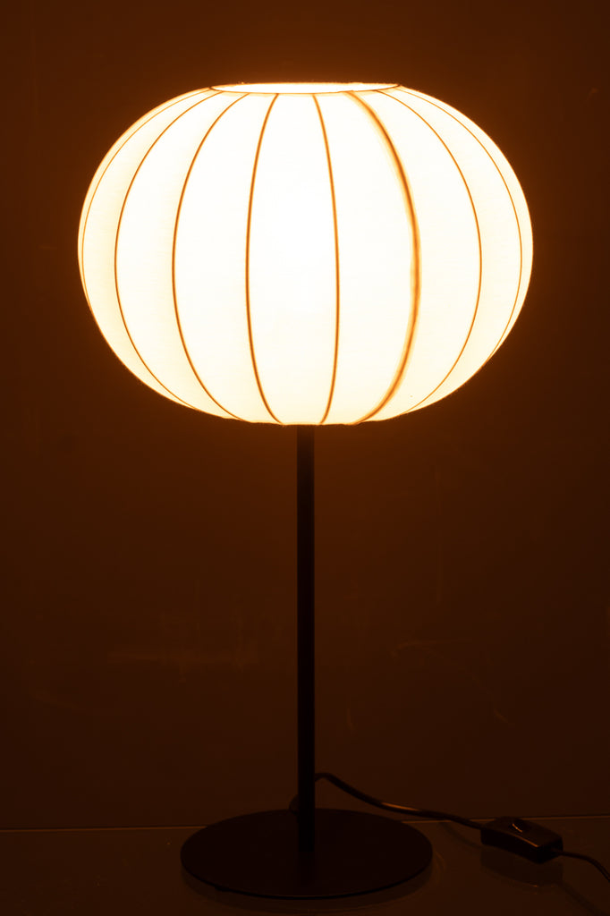 Table Lamp Lantern Metal/Textile White Large