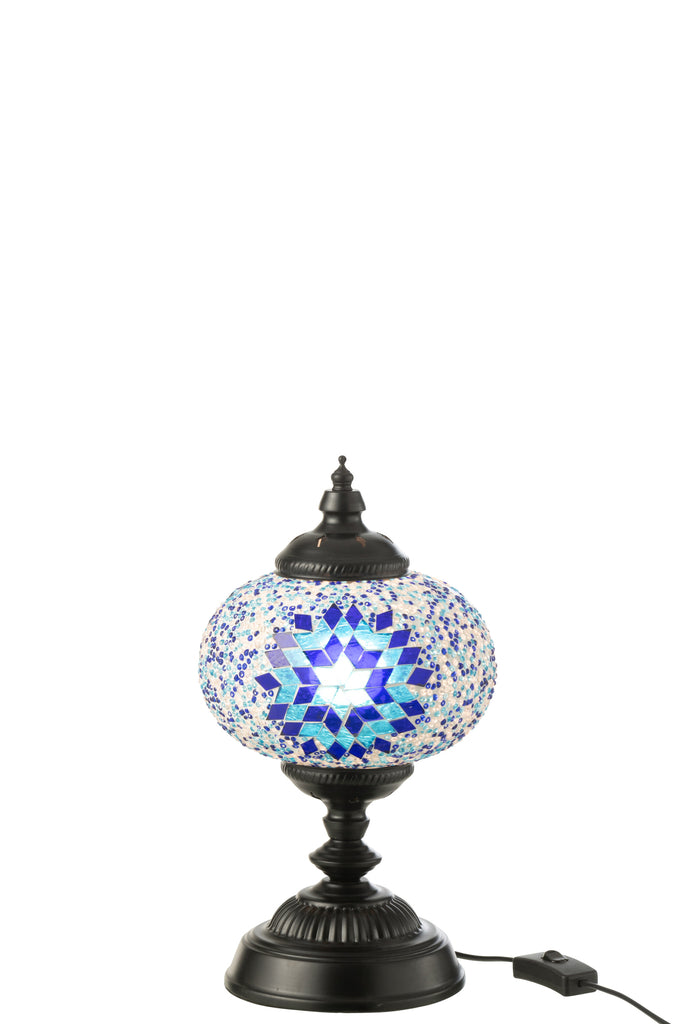 Tafellamp Mozaïek Glas/Metaal Blauw