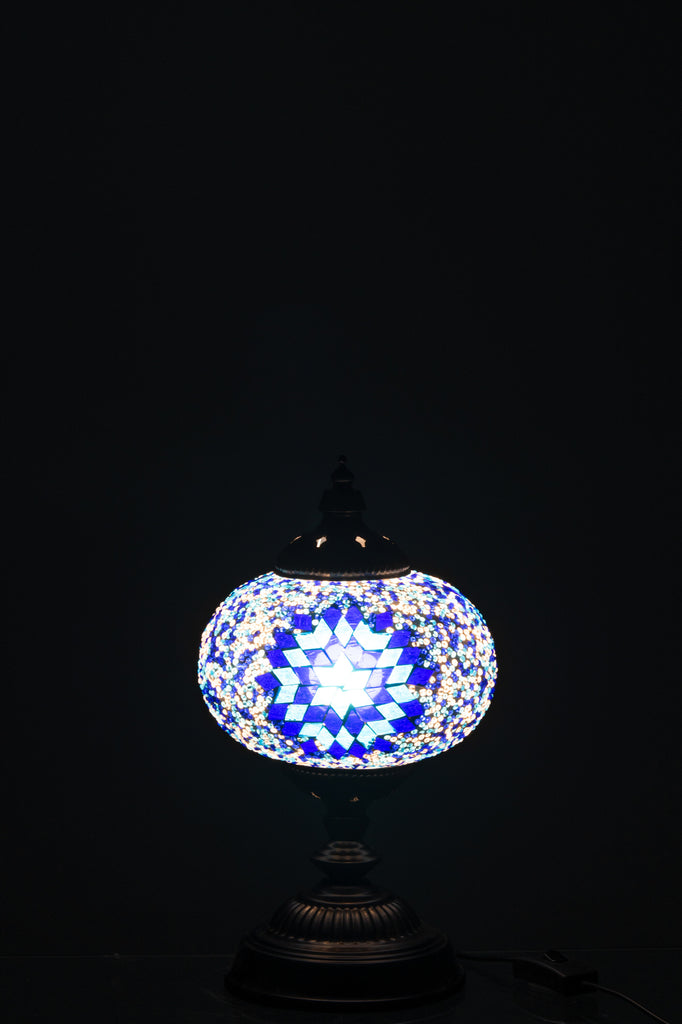 Tafellamp Mozaïek Glas/Metaal Blauw