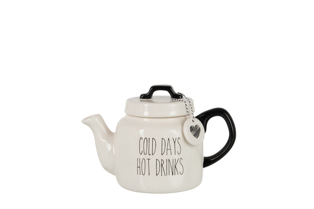 Theepot Koude Dagen Keramiek Zwart/Wit