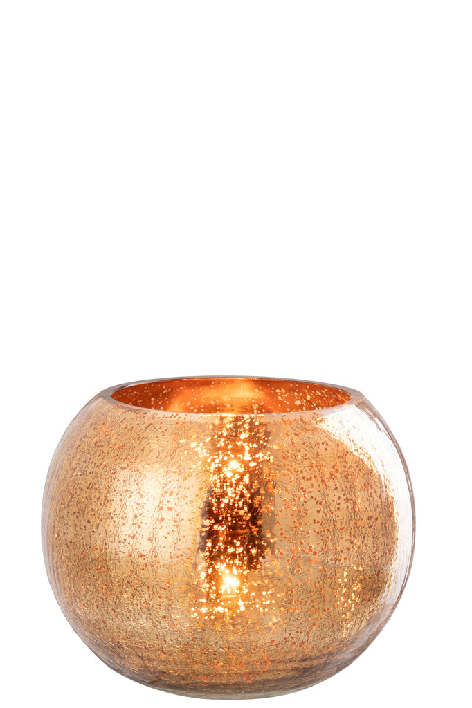 Theelichthouder Bal Craquelure Glas Donker Goud Groot