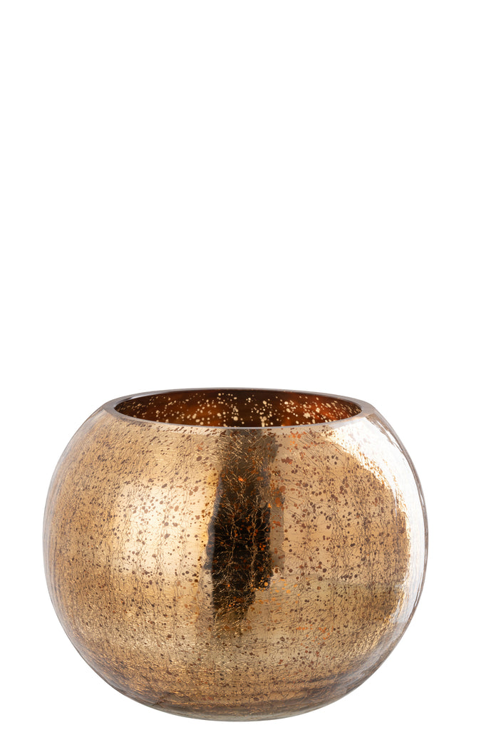 Theelichthouder Bal Craquelure Glas Donker Goud Groot