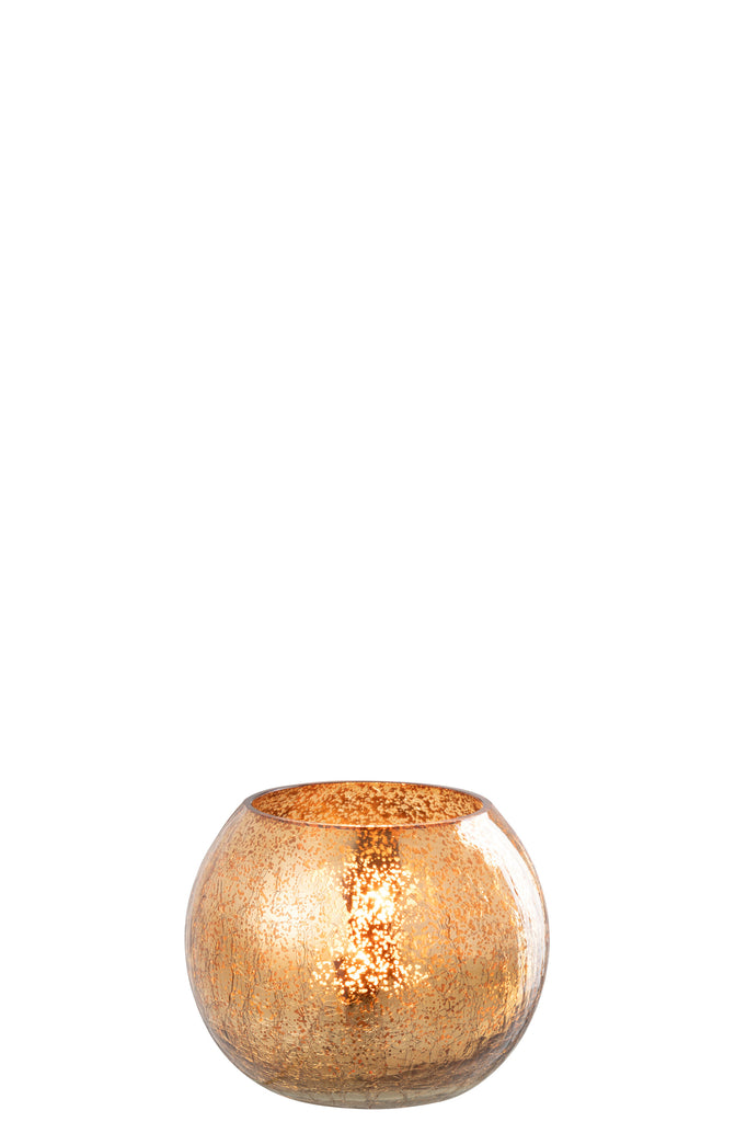 Theelichthouder Bal Craquelure Glas Donker Goud Klein