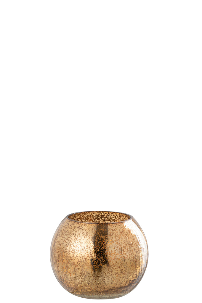 Theelichthouder Bal Craquelure Glas Donker Goud Klein