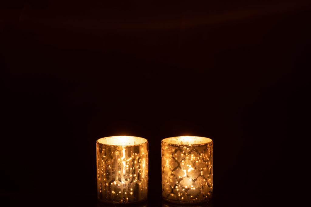 Theelichthouder Glas Zilver Extra Klein Assortiment Van 2