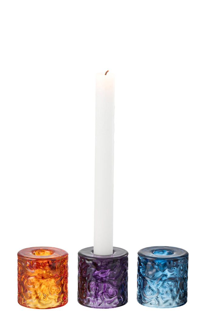 Theelichthouder Hamerglas Mix Assortiment Van 3