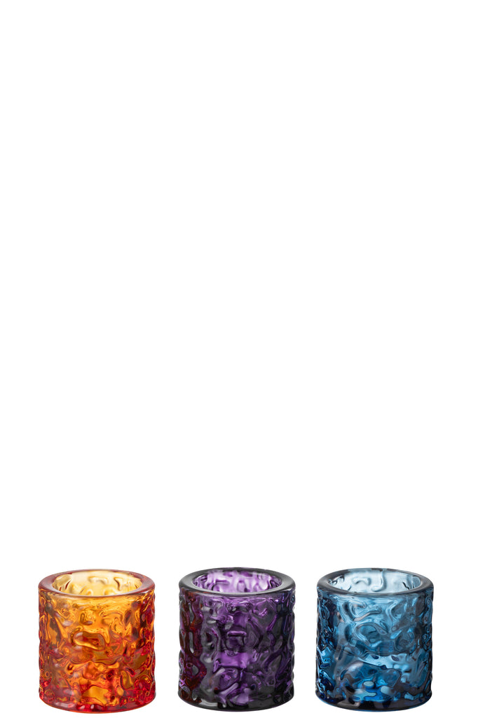 Theelichthouder Hamerglas Mix Assortiment Van 3