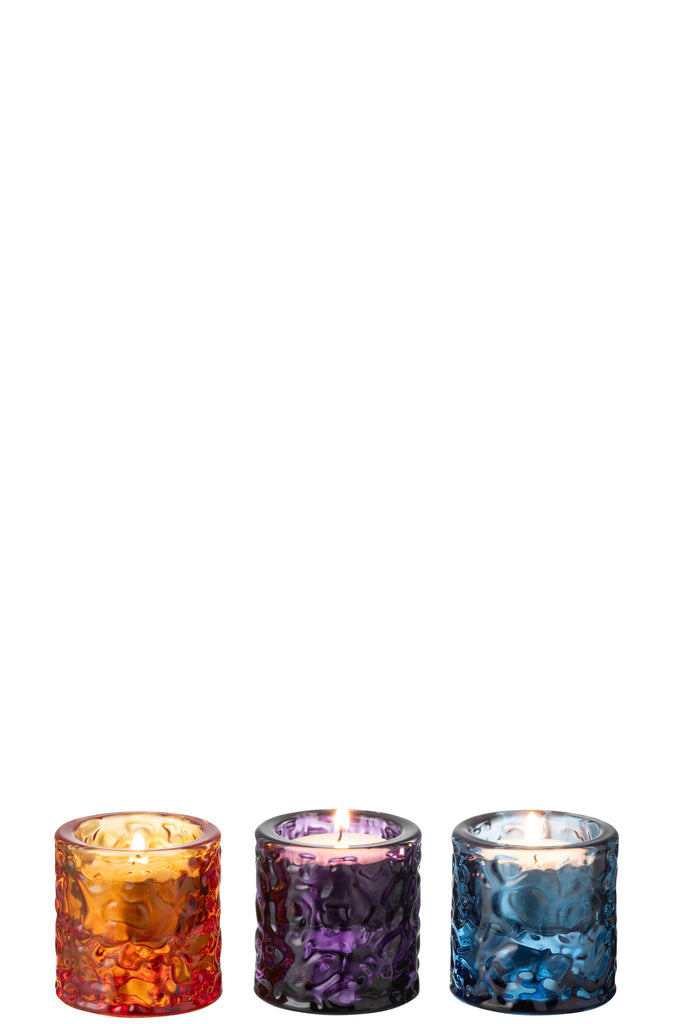 Theelichthouder Hamerglas Mix Assortiment Van 3