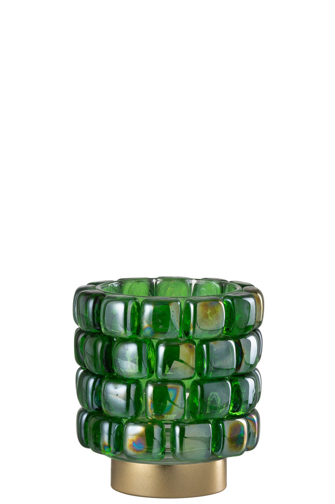 Theelichthouder Vierkant Mozaïek Glas Groen Klein