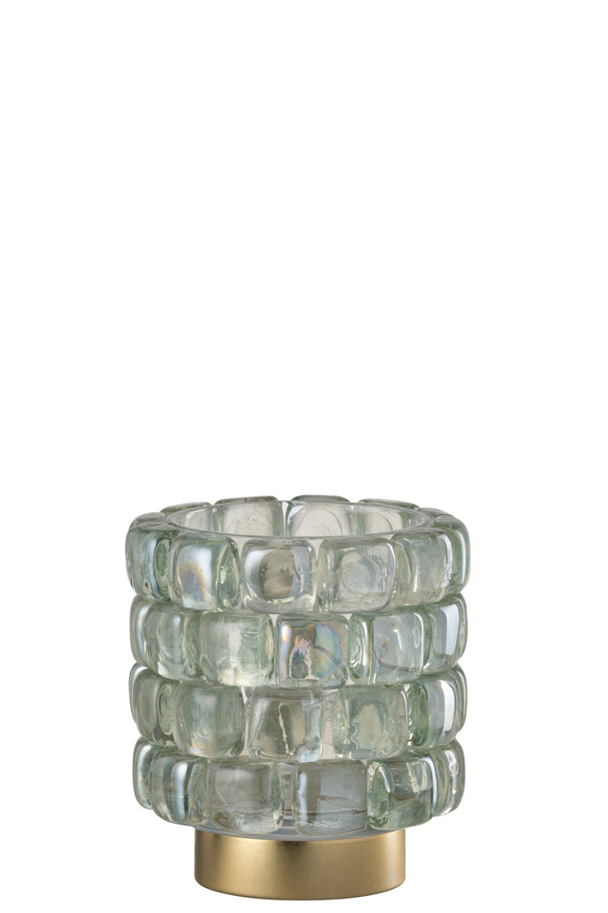 Theelichthouder Vierkant Mozaïek Glas Transparant Klein