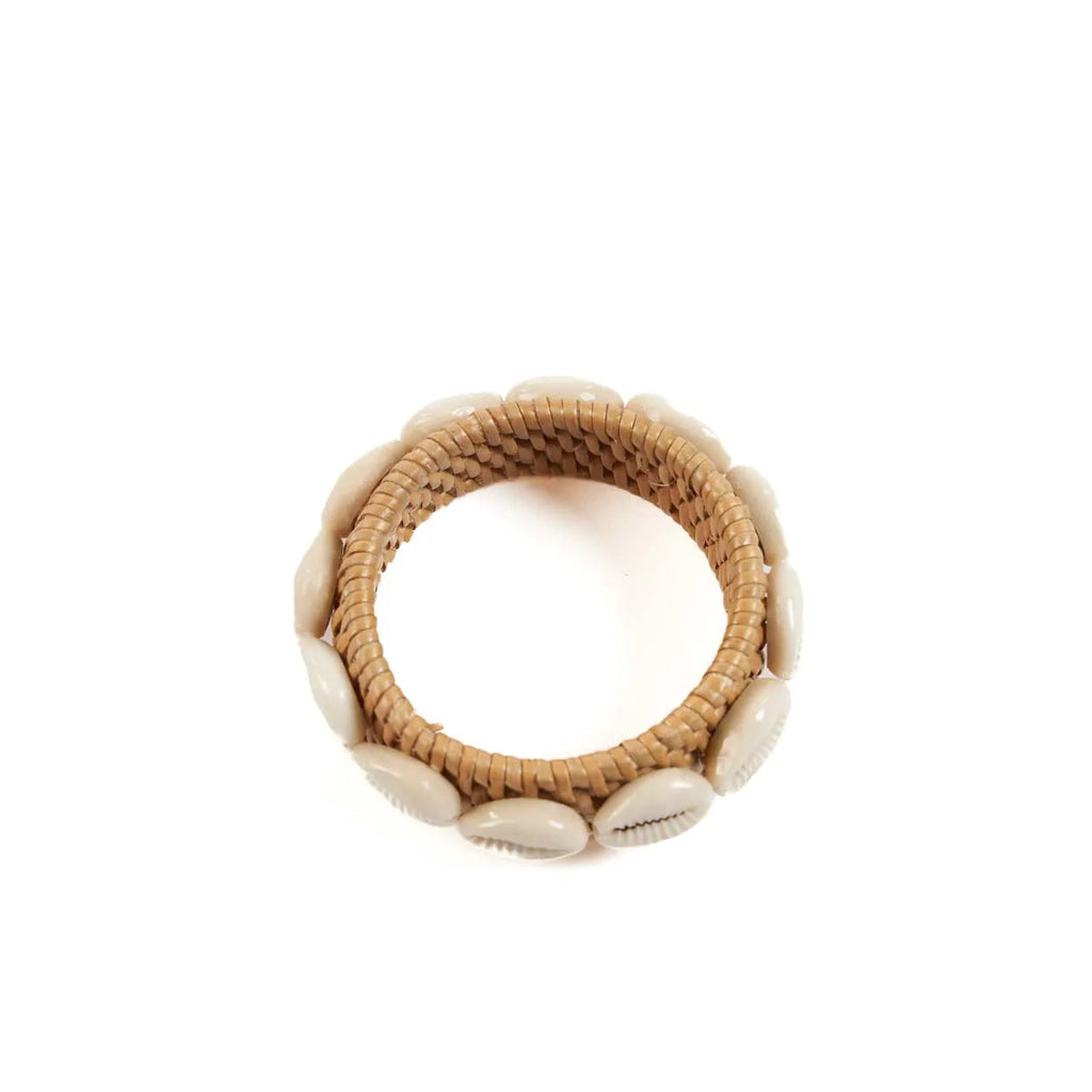 De Rattan Shell Napkin Ring - Natural White - Set of 4