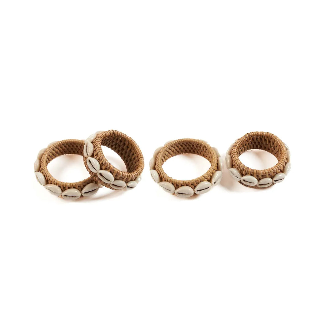De Rattan Shell Napkin Ring - Natural White - Set of 4