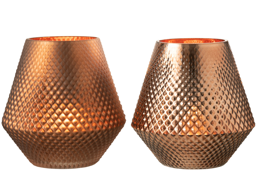 Theelichthouder Cari Glas Koper Groot Ass