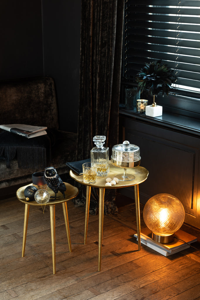 Theelichthouder Veren Glas Zwart Groot