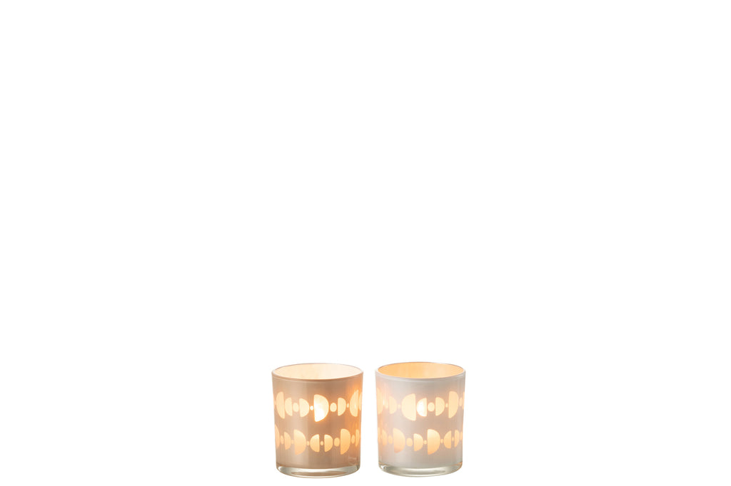 Theelichthouder Halve Maan Glas Mix Klein Assortiment Van 2