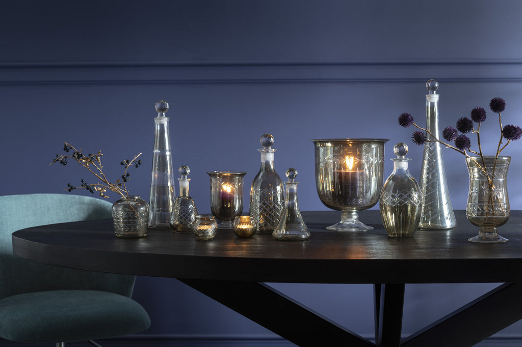 Theelichthouder Motieven Glas Rook Assortiment Van 2