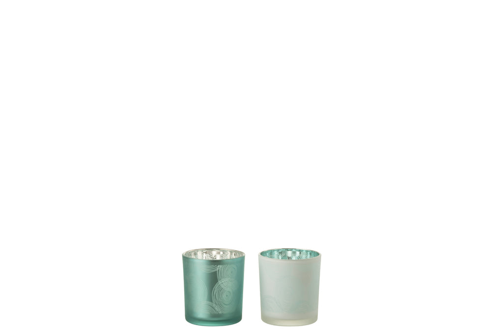 Theelichthouder Spiralen Glas Mix Klein, set van 2
