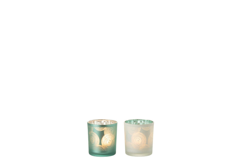 Theelichthouder Spiralen Glas Mix Klein, set van 2