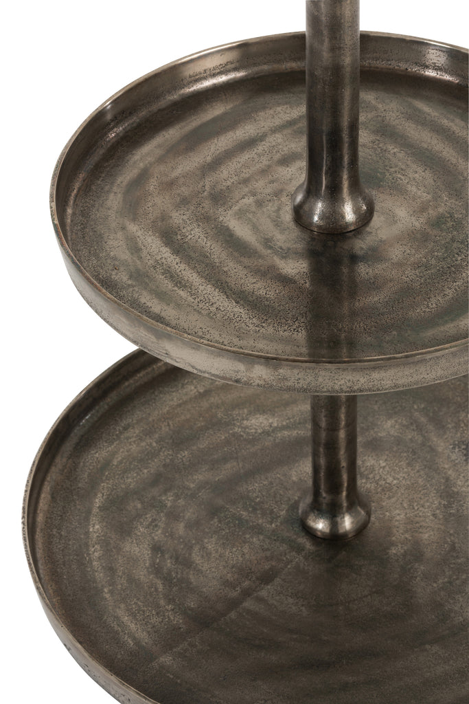 Plank Op Voet 3 Niveaus Rond Aluminium Antiek Grijs