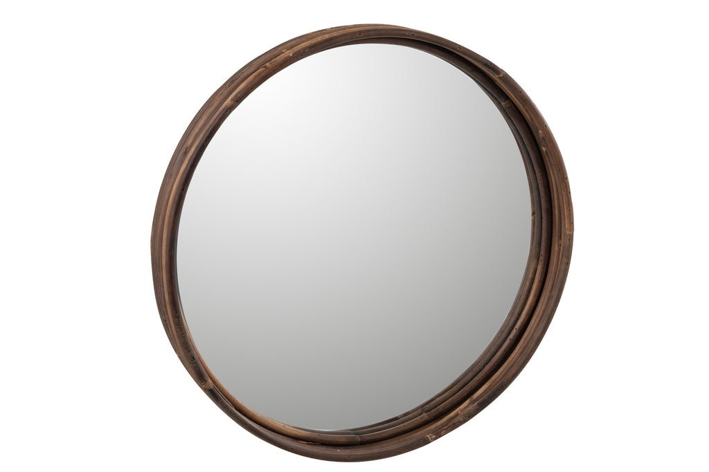 Plank Spiegel Rond Rotan Groot