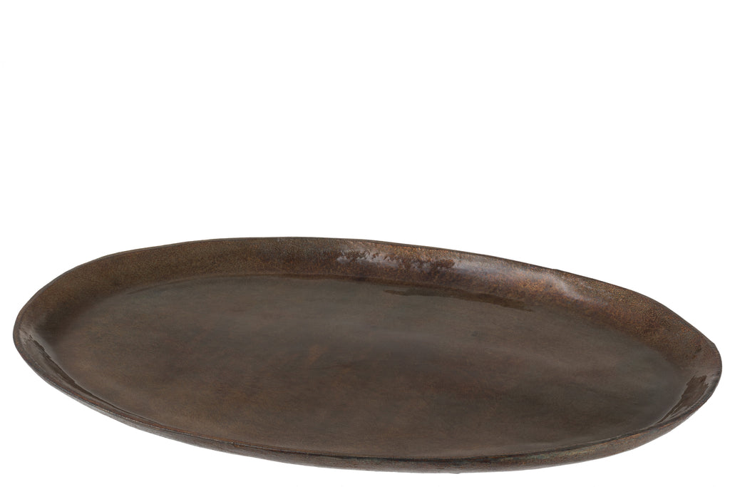 Lade Ovaal Aluminium Antiek Bruin