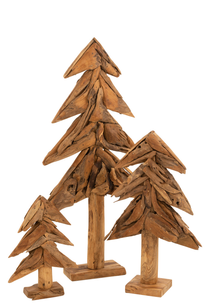 Drie stukken teakhout natuurlijk groot