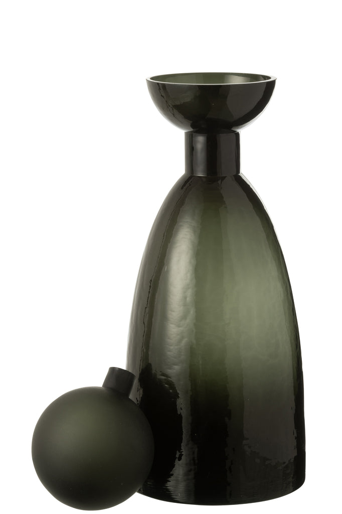 Vase Bottle+Cap Adria Glass Dark Green Large