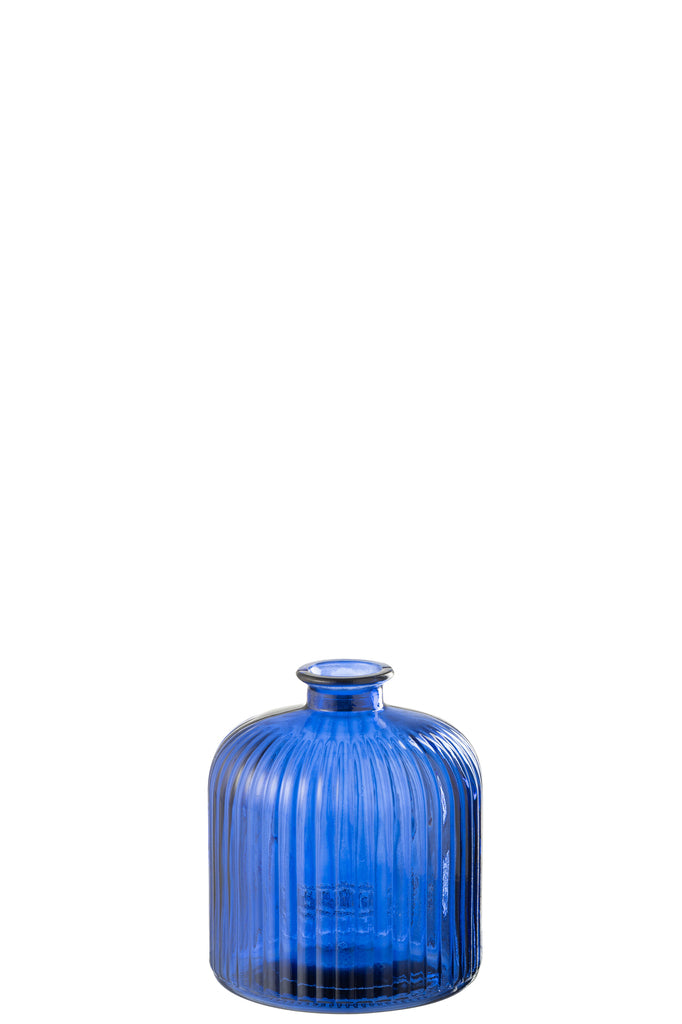 Vaas Fles Streep Glas Blauw Klein