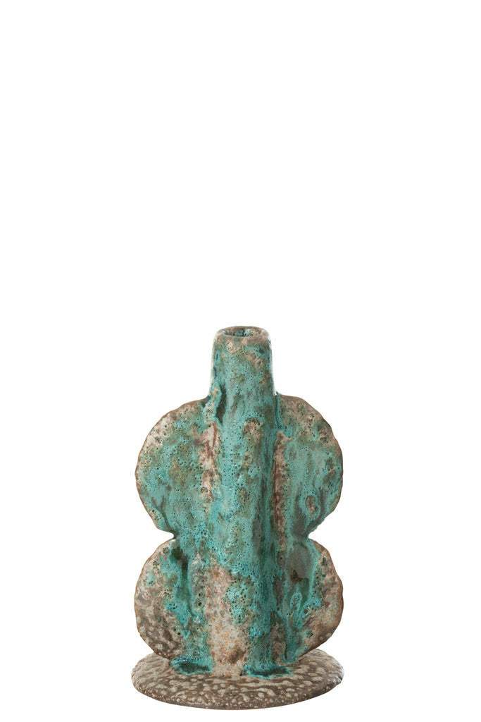 Vase/Candleholder Naga Ceramic Azur/Brown