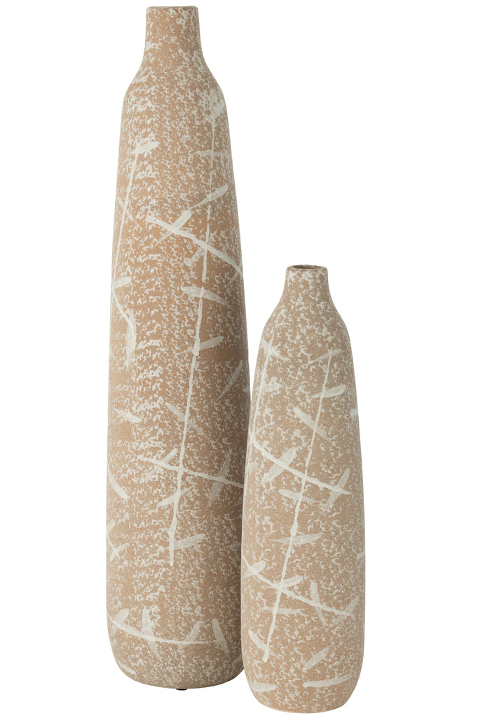 Vase Dune Narrow Stoneware Beige/White Large