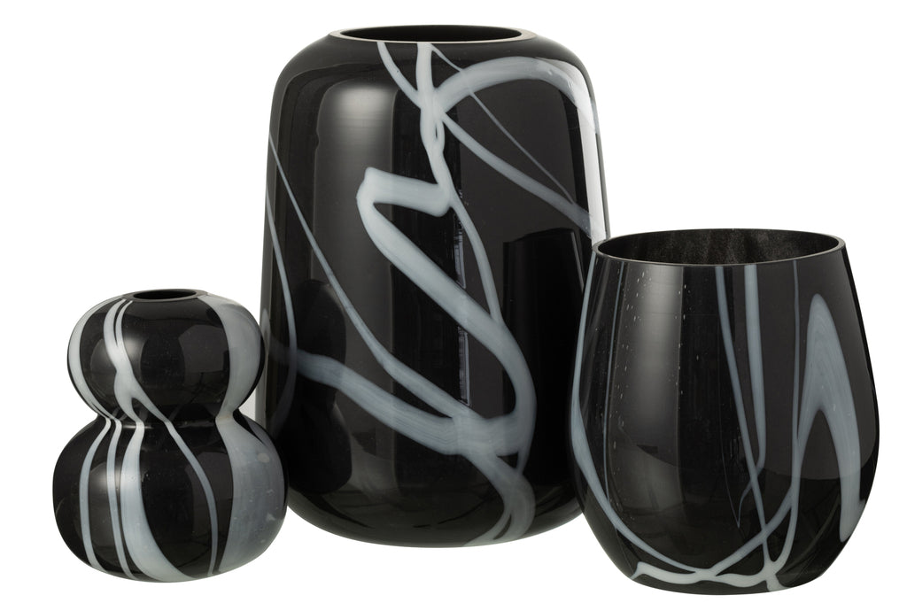 Vase Smoke Effect Narrow Glass Black/White