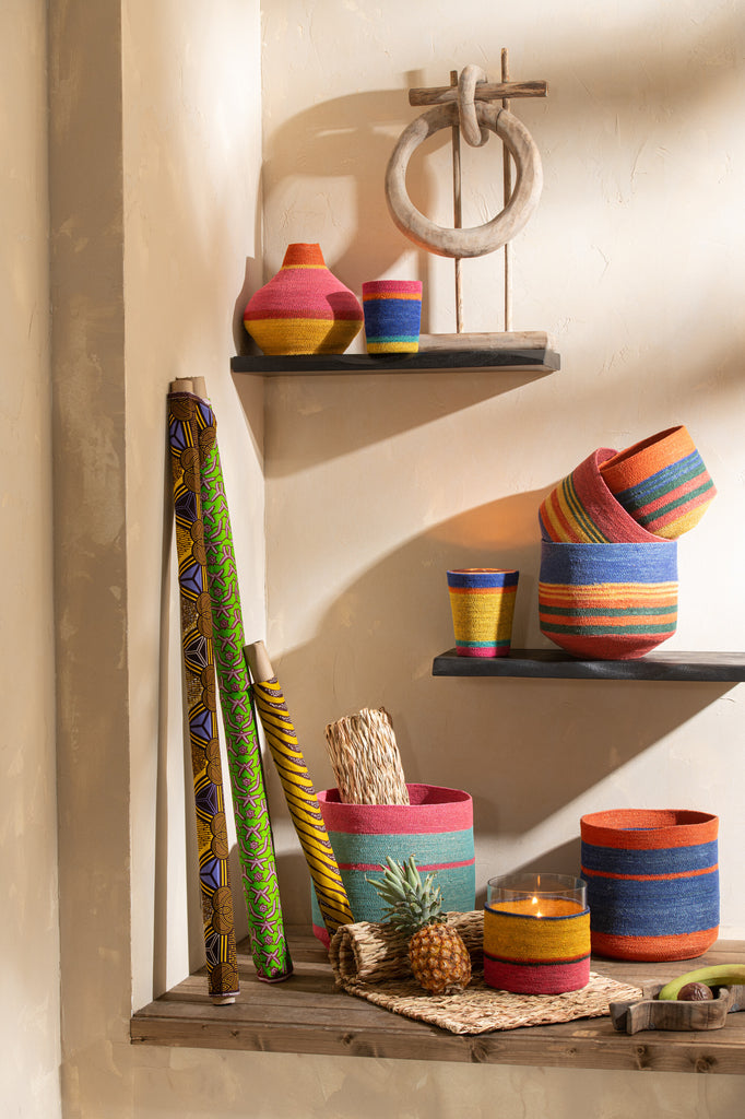 Vaas Strepen Zeegras Mix Assortiment Van 3