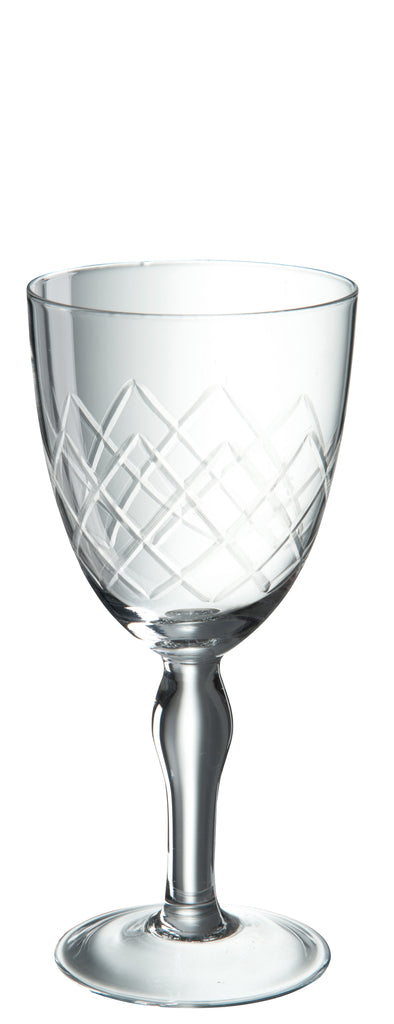 Wijnglas gegraveerd glas transparant 9x19cm